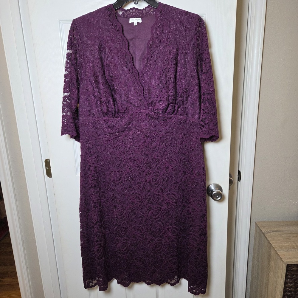 Kiyonna Scalloped Boudoir Lace Sheath Dress Sz 2X Elegant Chic Coquette vampy